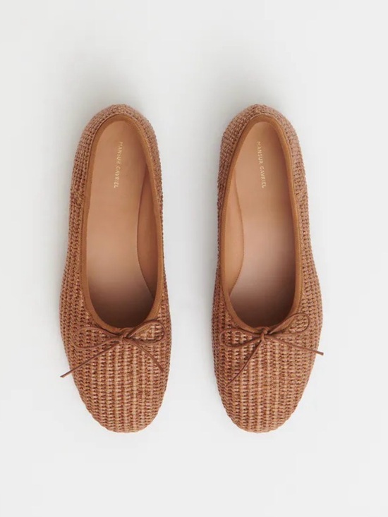 Mansur Gavriel Shoes - Mansur Gavriel Raffia Dream Ballerina Flats in CaramelRaffia